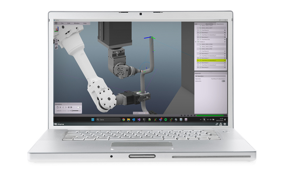 Simulación de corte láser 3D de un tubo doblado